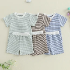 Toddler Baby Boys Short Sleeve T-shirt Elastic Waist Shorts Set