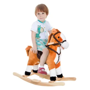 Rocking Horse Ride on with Realistic Sounds - Brown
