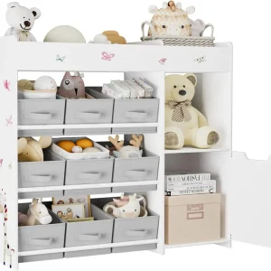 Kids Bookshelf with 9 Bins