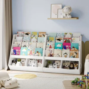 Wooden Bookcase with Toy Storage